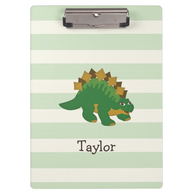 Porte-bloc Stegosaurus sur Pastel Green Stripes (Devant)