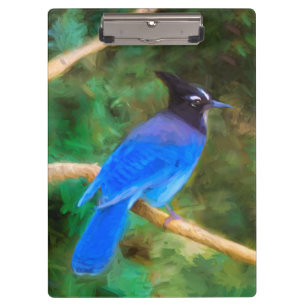 Porte-bloc Steller's Jay Painting - Art original pour oiseaux