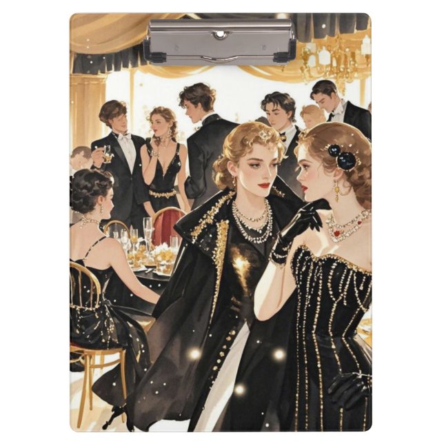 Porte-bloc Style Moulin rouge, noir et or, Luxe riche (Devant)