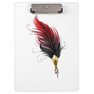 Porte-bloc Stylo rouge en plumes avec nib or