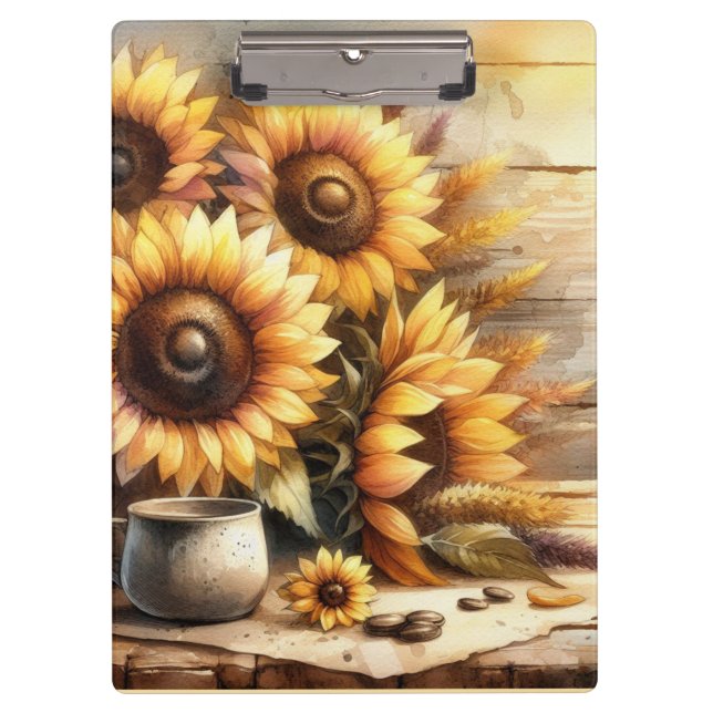Porte-bloc Sunflowers Watercolor Painting (Devant)