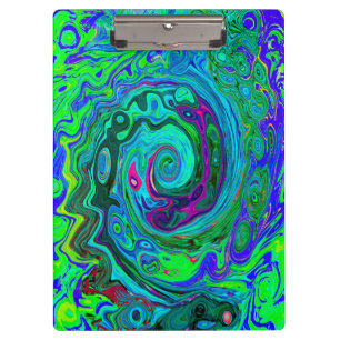Porte-bloc Super Abstrait Retro Green et Blue Swirl