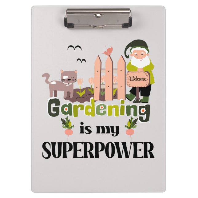 Porte-bloc Superpuissance du jardin, jardinier mignon (Devant)