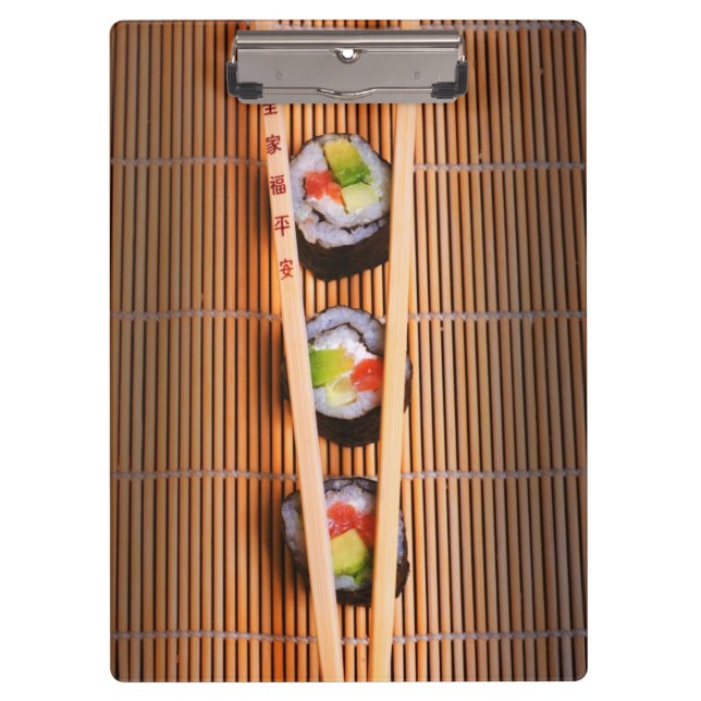 Porte-bloc Sushi et baguettes en bois (Devant)