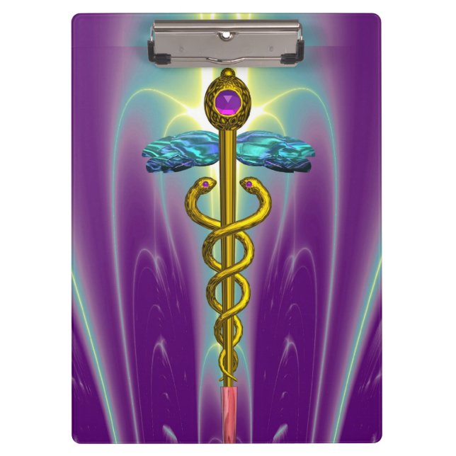 Porte-bloc SYMBOLE DE CADUCE D'OR MONOGRAMME Vert pourpre (Devant)