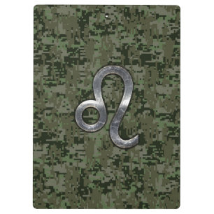 Porte-bloc Symbole de Leo Zodiac sur Camo numérique Woodland