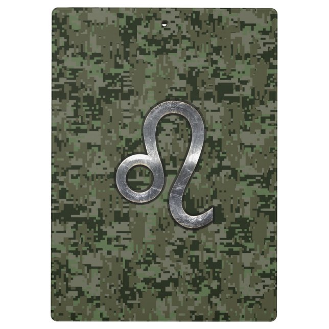Porte-bloc Symbole de Leo Zodiac sur Camo numérique Woodland (Dos)