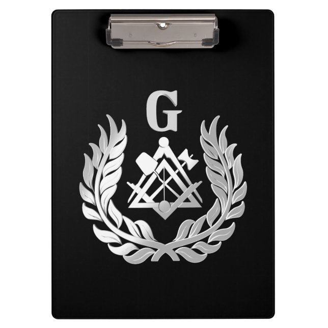 Porte-bloc Symbole de maçonnerie en argent (Devant)