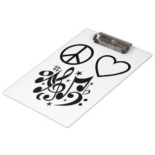 Porte-bloc Symbole de paix noir Cœur rouge Amour Harmonie Mus