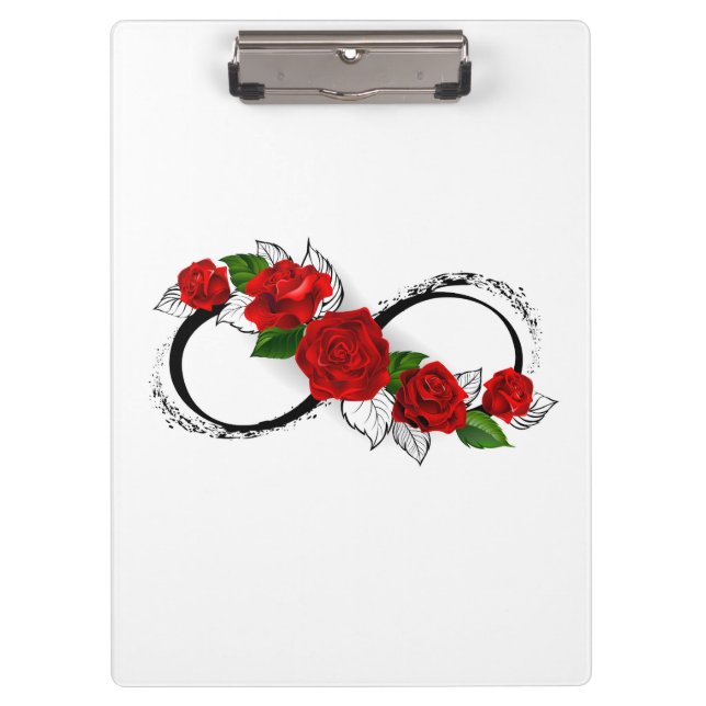 Porte-bloc Symbole d'infini avec les roses rouges (Devant)