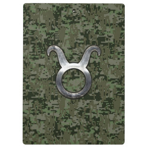 Porte-bloc Symbole du zodiaque Taureau sur camouflage numériq