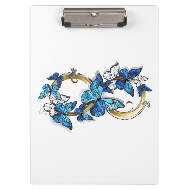 Porte-bloc Symbole infini de papillons Morpho bleus (Devant)