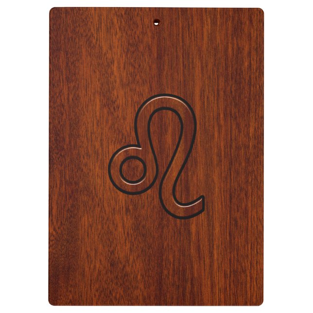 Porte-bloc Symbole Leo Zodiac en bois de mahogany (Dos)