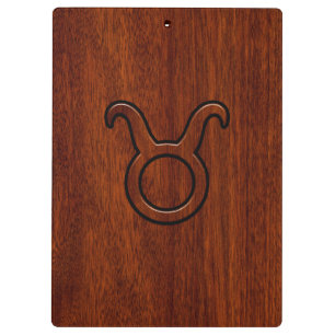Porte-bloc Symbole Taurus Zodiac en Mahogany Style imprimé