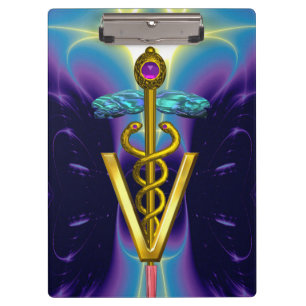 Porte-bloc SYMBOLE VÉTÉRINAIRE DE CADUCE D'OR / Bleu pourpre