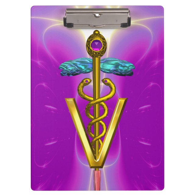 Porte-bloc SYMBOLE VÉTÉRINAIRE DE CADUCE D'OR / Fuchsia viole (Devant)