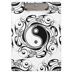 Porte-bloc Symbole Yin & Yang noir et blanc de style tatouage