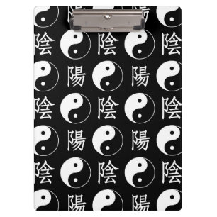 Porte-bloc Symbole Yinyang noir Motif de texte chinois