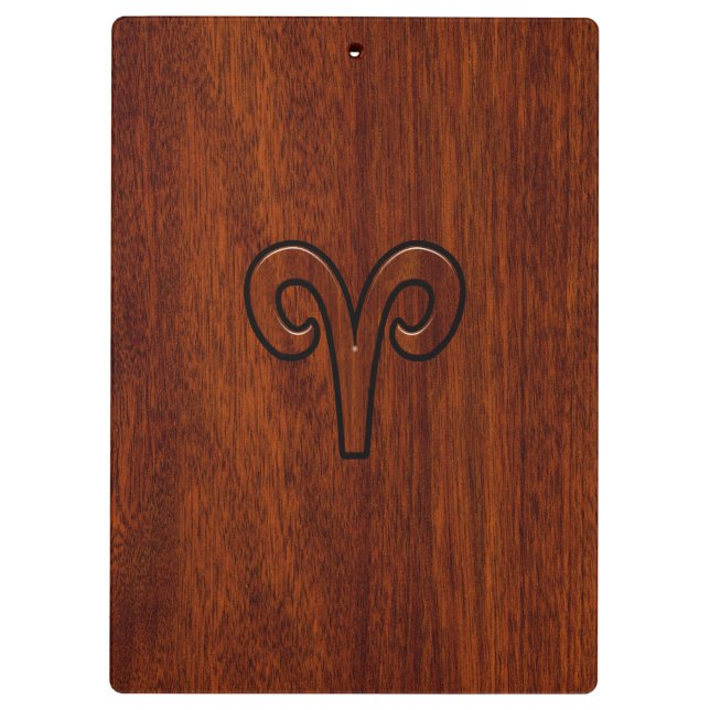 Porte-bloc Symbole Zodiac Aries Brown en acajou (Dos)