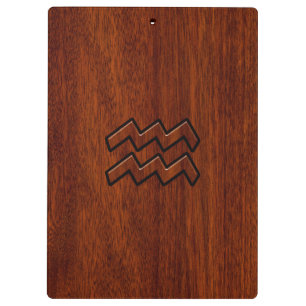 Porte-bloc SYMBOLE Zodiaque Aquarius Style acajou