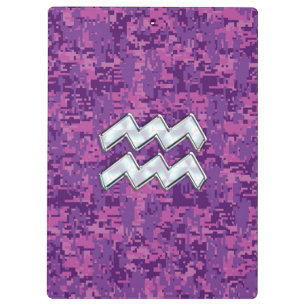 Porte-bloc Symbole Zodiaque Aquarius sur camo numérique fuchs
