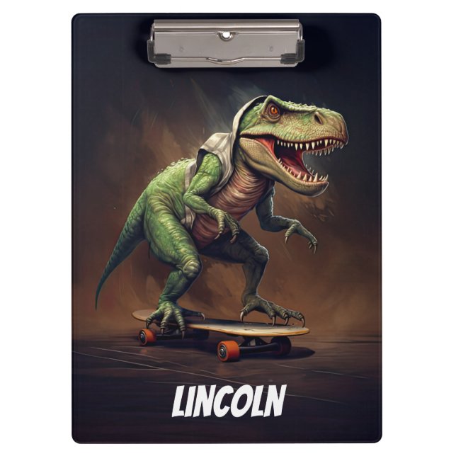 Porte-bloc T-Rex Dinosaur Faire du skateboard (Devant)