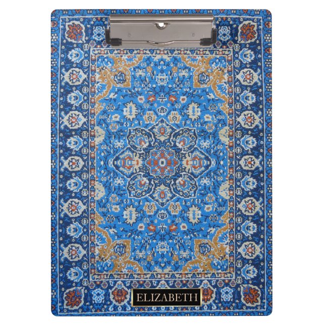 Porte-bloc Tapis persan turc bleu oriental antique (Devant)