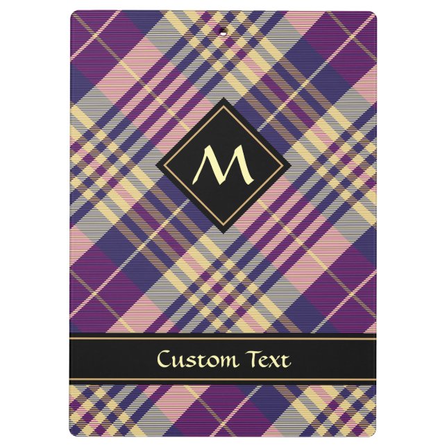 Porte-bloc Tartan mauve, or et bleu (Dos)