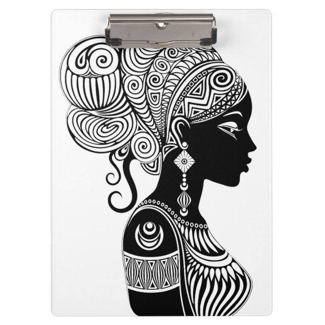 Porte-bloc Tatouage Tribal Portrait de Fille Africaine (Devant)