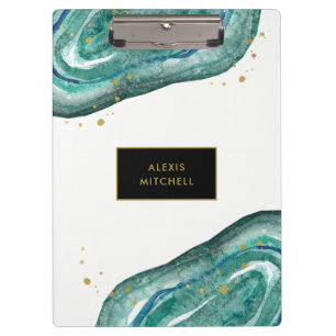 Porte-bloc Teal et or Geode de Faux