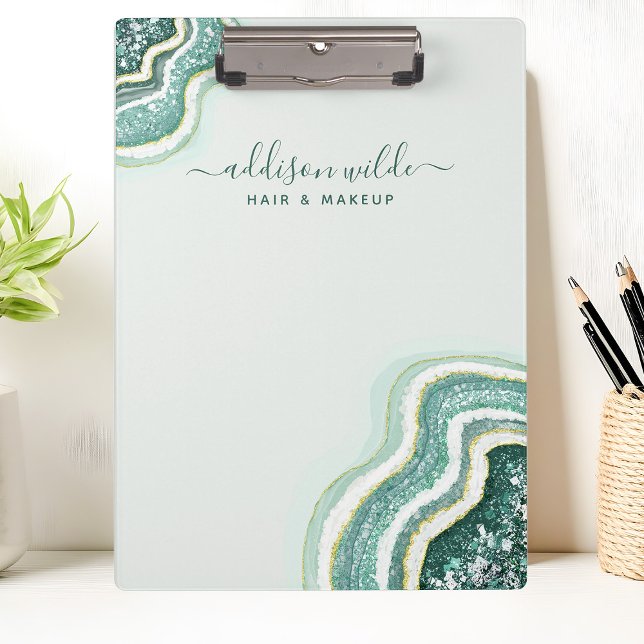 Porte-bloc Teal Luxe Pailleté Agate Géode Chic (Créateur téléchargé)