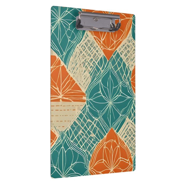 Porte-bloc Teal, Orange, and Tan Abstract Flowers (Swatch)
