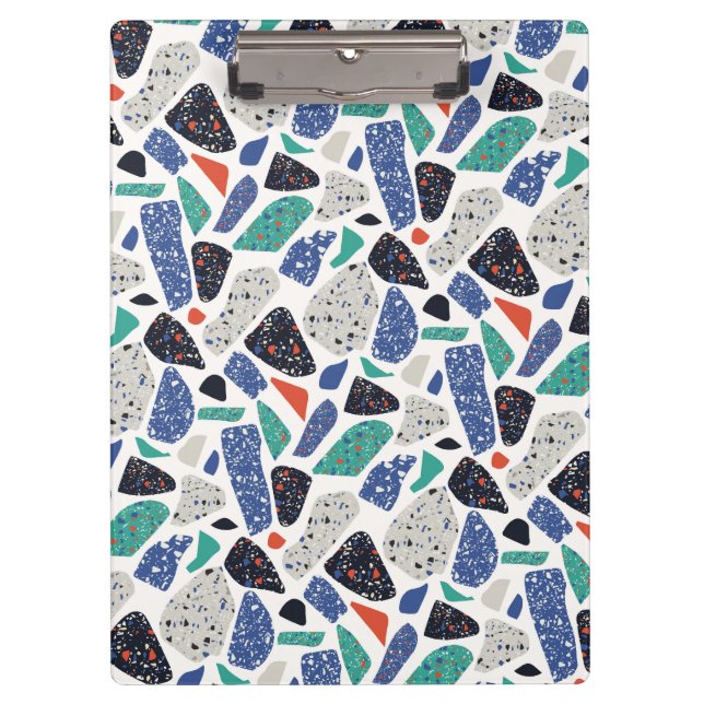 Porte-bloc Terrazzo motif en pierre design Bleu, Noir, Vert (Devant)