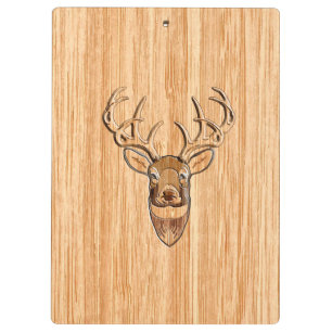 Porte-bloc Tête de cerf à queue blanche Style bois blond