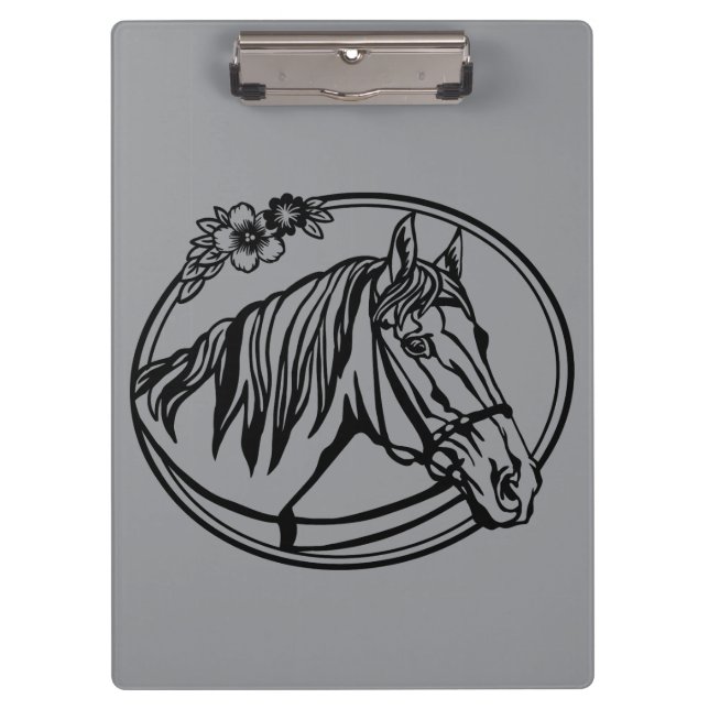 Porte-bloc Tête de cheval avec des fleurs  (Devant)
