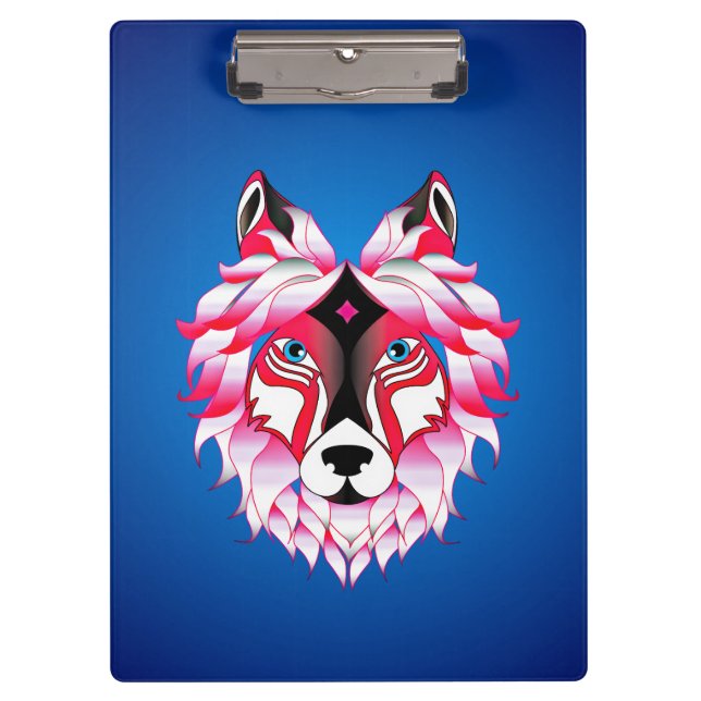 Porte-bloc Tête de loup rose-24531 (Devant)