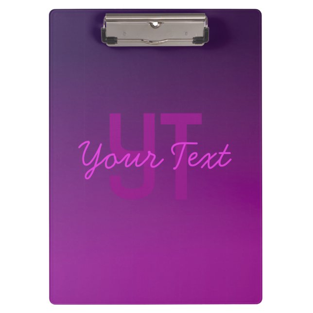 Porte-bloc Texte Monogrammé Moderne Éditable & Ombre Violet  (Devant)
