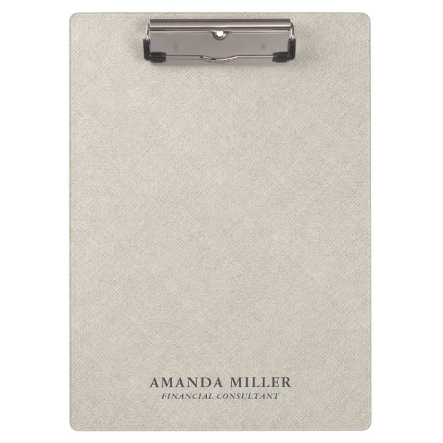 Porte-bloc Texture de lin beige naturel avec typographie gris (Devant)