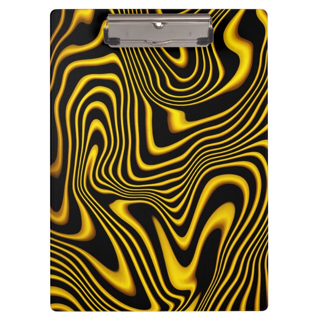 Porte-bloc Texture de tourbillons noir jaune or (Devant)