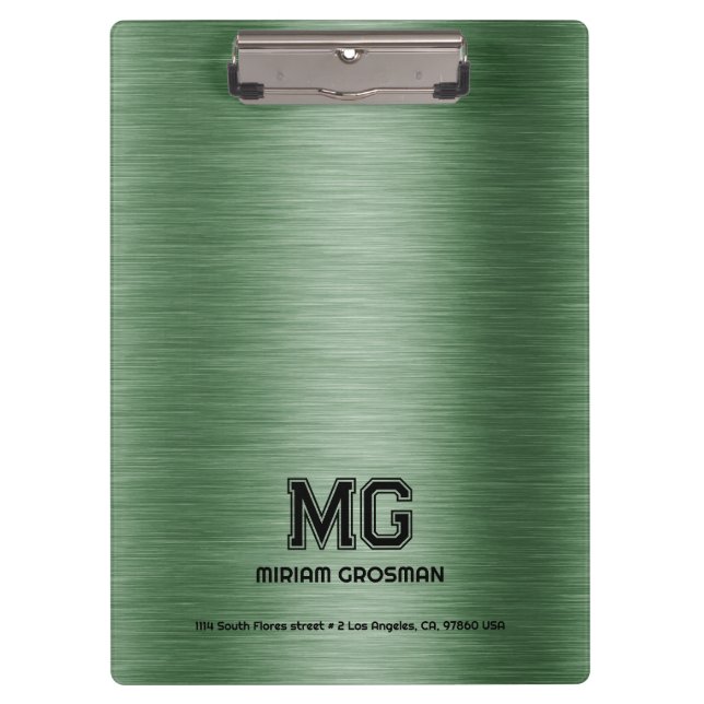 Porte-bloc Texture métallique verte personnalisée Texte noir (Devant)