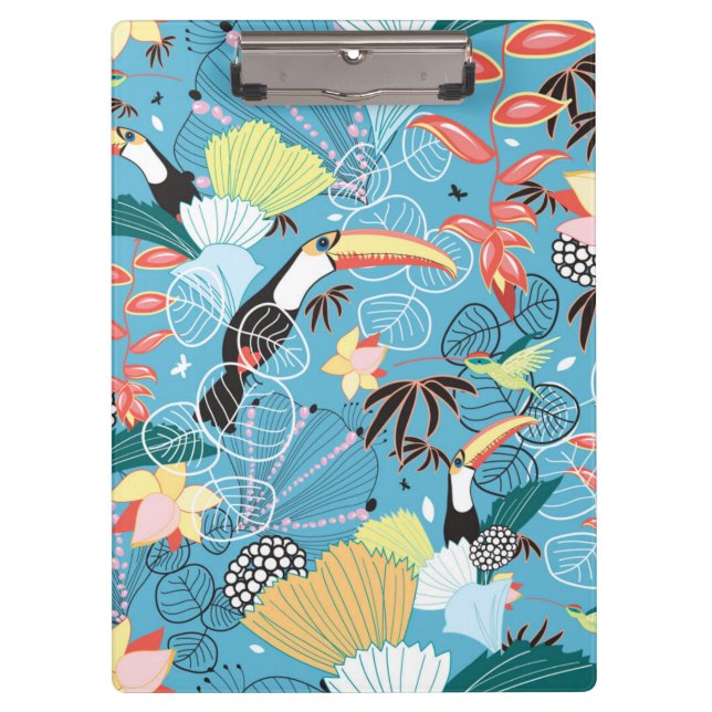 Porte-bloc Texture tropicale avec des toucans et des colibris (Devant)