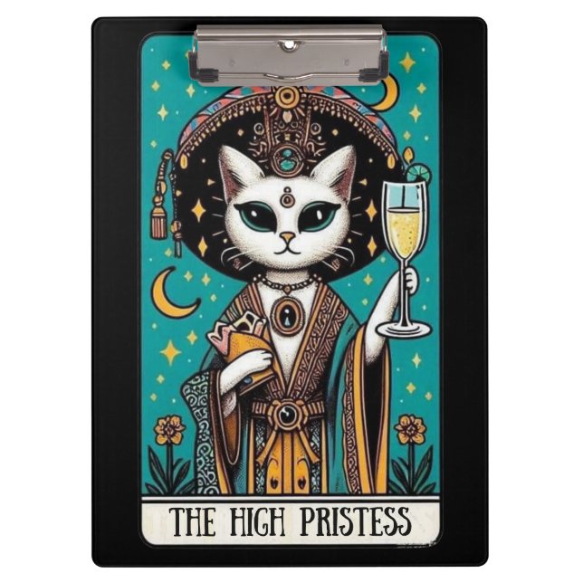 Porte-bloc The High Priestess Tarot Cat | Mystical Witchy (Devant)
