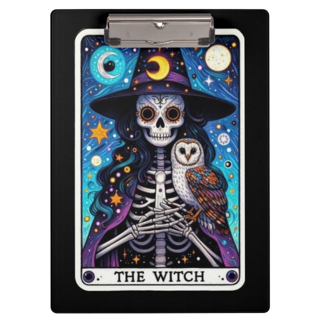 Porte-bloc The Witch Tarot | Skeleton Witch with Owl (Devant)