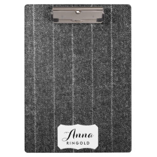Porte-bloc Tissu noir gris rayé gris gris rayé