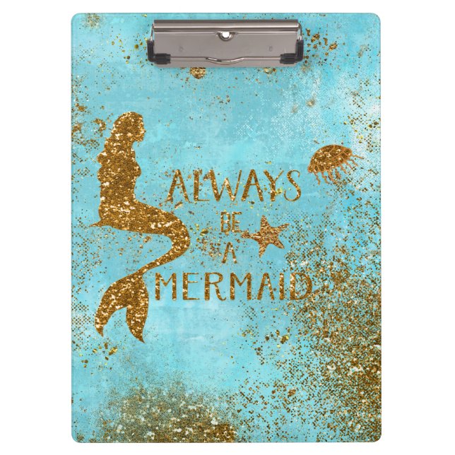 Porte-bloc Toujours être une sirène - or parties scintillant  (Devant)