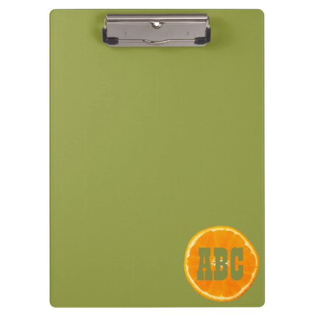 Porte-bloc Tranche orange monogramme sur Arrière - plan vert (Devant)