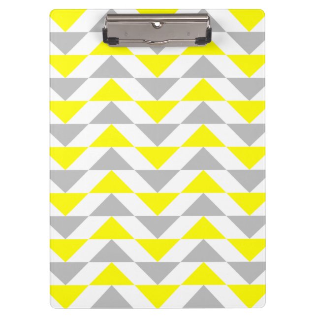 Porte-bloc Triangles géométriques jaune, gris, motif blanc (Devant)