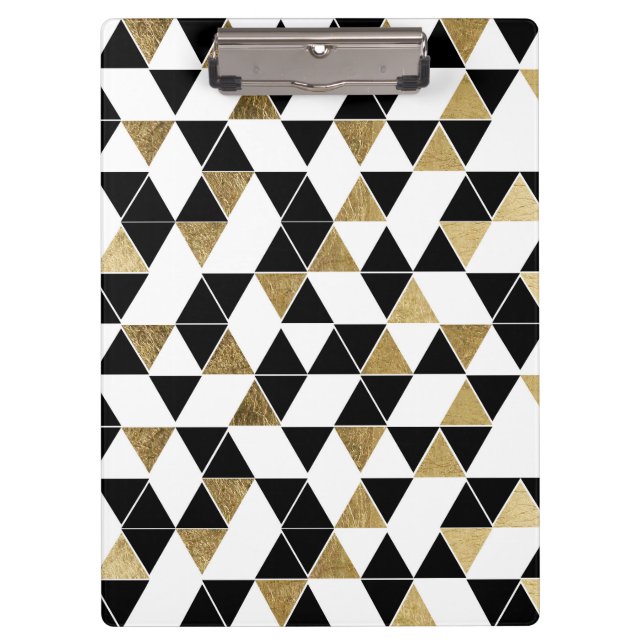 Porte-bloc Triangles modernes noires, blanches, et de Faux (Devant)