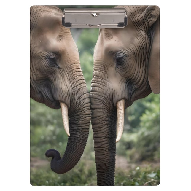Porte-bloc "Tronc à tronc : une douce étreinte d'éléphant"  (Devant)