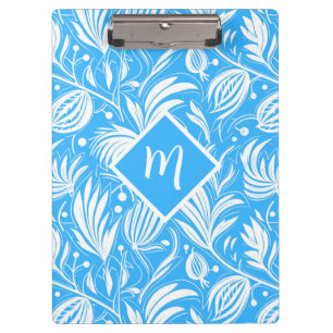 Porte-bloc Tropical Blue Floral Pattern Diamond Monogramme